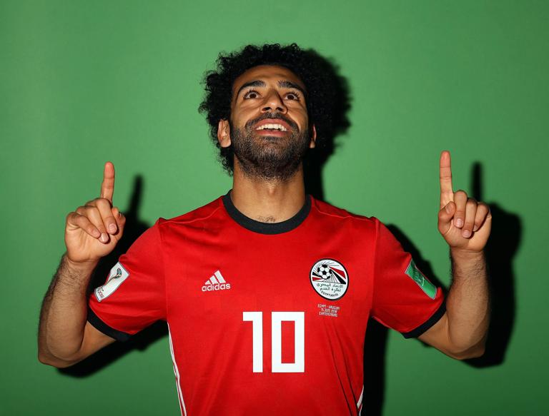 GROZNY, RUSSIA - JUNE 11: Mohamed Salah #10 of Egypt poses during the official FIFA World Cup 2018 portrait session at The Local hotel on June 11, 2018 in Grozny, Russia. (Photo by Jamie Squire - FIFA/FIFA via Getty Images)