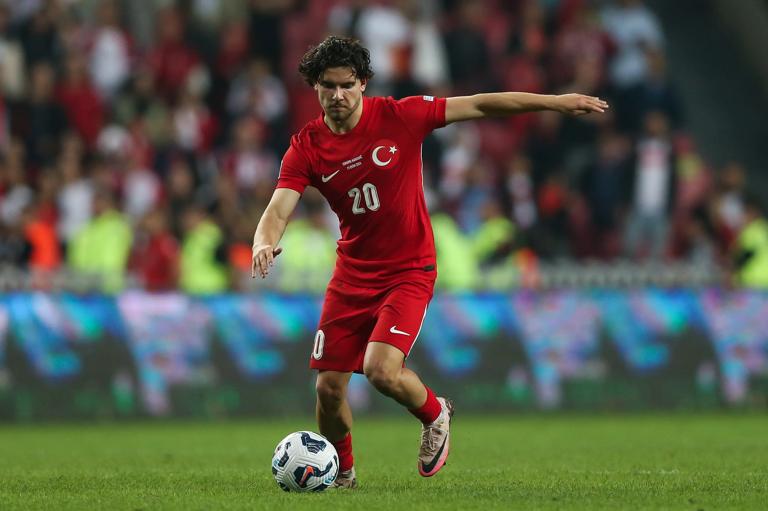SAMSUN, TURKEY - OCTOBER 11: Ferdi Kadioglu of Turkey controls the ball during the UEFA Nations League 2024/25 League B Group B4 match between Turkiye and Montenegro at Samsun Stadium on October 11, 2024 in Samsun, Turkey. (Photo by Ahmad Mora/Getty Images)