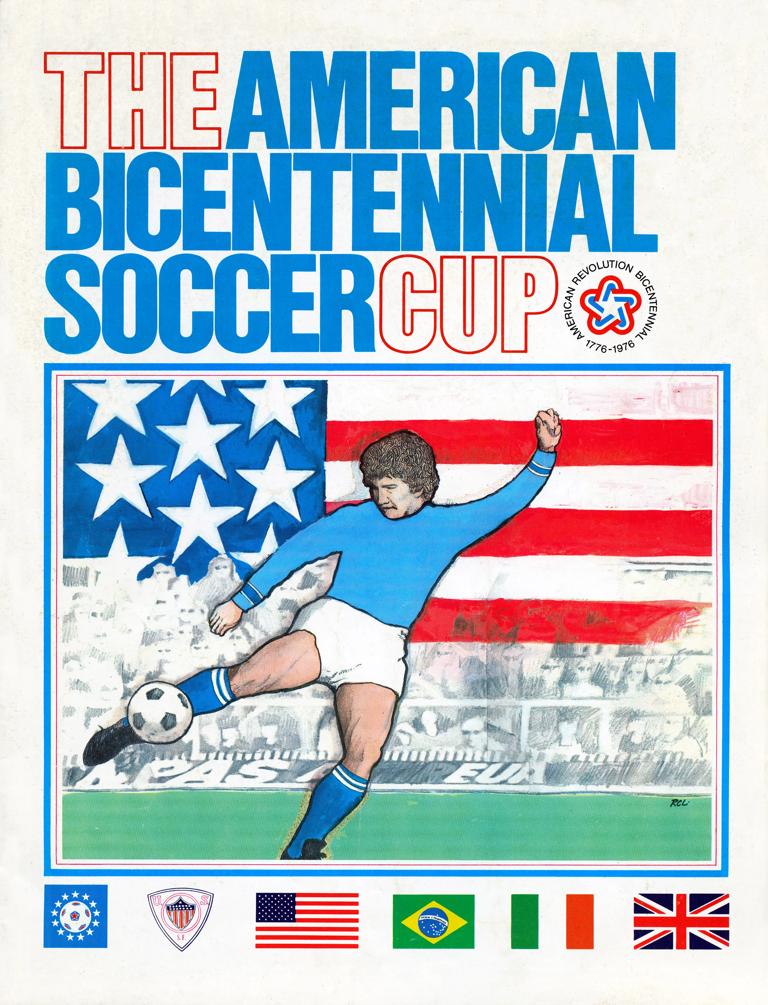The American Bicentennial Soccer Cup, 1976. Programme of championship marking 200th anniversary of American Revolution. Teams involved were America, Brazil, Italy and England. . (Photo by Culture Club/Bridgeman via Getty Images)